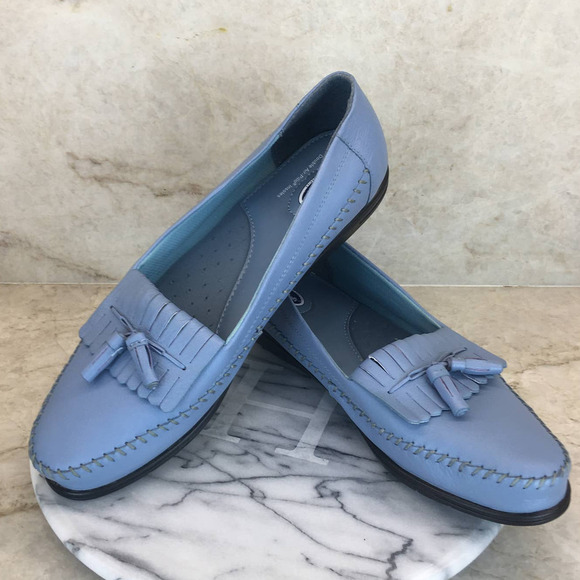 Dr. Scholl's Blue Leather Loafer with Fringe and Tassels Men's Size 11M - Picture 6 of 11